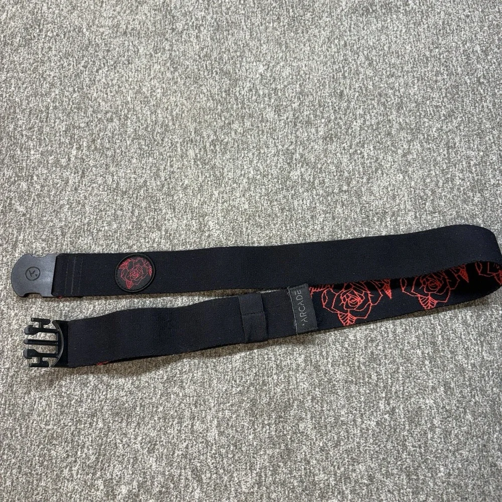 Arcade Men's Rose Pattern Belt Stretch Adjustable Clasp One Size Floral Black
